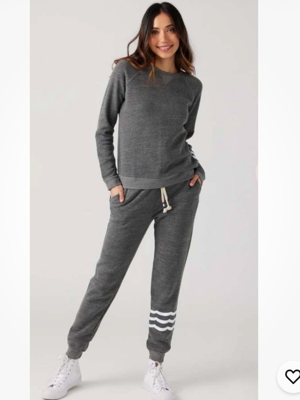 Sol Angeles Heather Gray Joggers with White Wave Accent